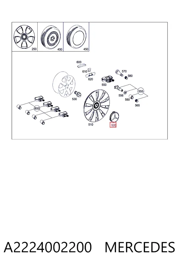 Kołpak do obręczy koła A2224002200 Mercedes