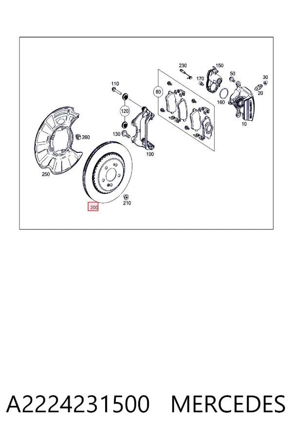Tarcza hamulcowa tylna A2224231500 Mercedes