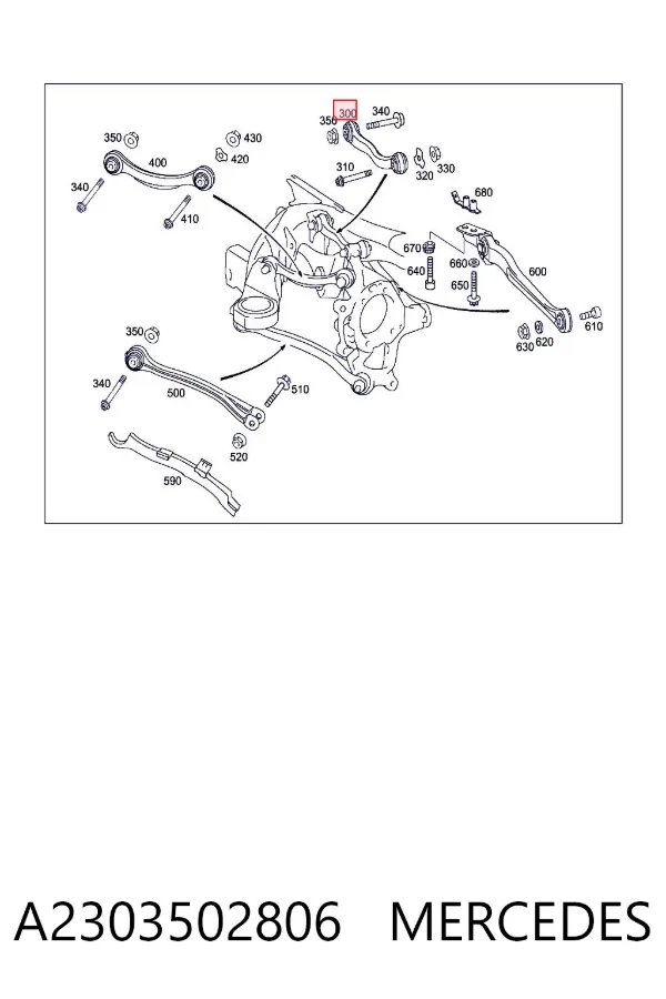 Wahacz  zawieszenia tylnego górny prawy A2303502806 Mercedes