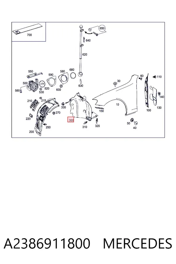 Nadkole błotnika przedniego prawe tylne A2386911800 Mercedes
