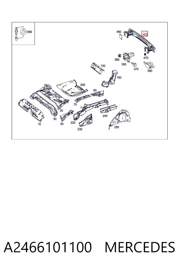 Wzmocnienie zderzaka tylnego A2466101100 Mercedes