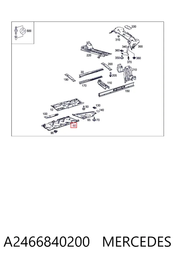 Osłona podwozia prawa A2466840200 Mercedes