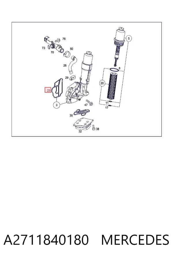 Uszczelka adaptera filtra oleju A2711840180 Mercedes