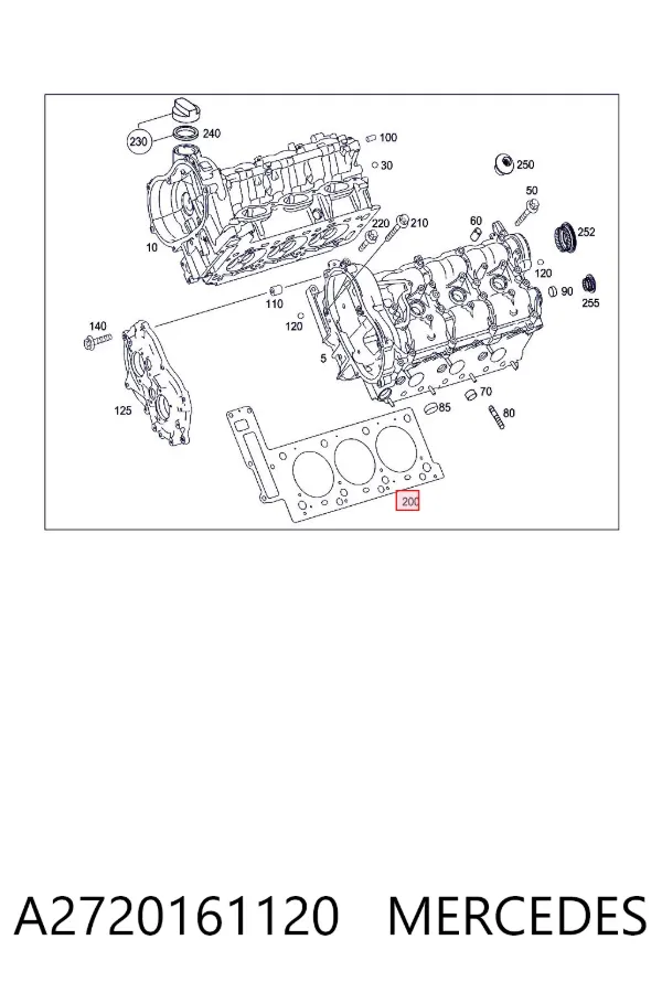 Uszczelka głowicy cylindrów prawa A2720161120 Mercedes