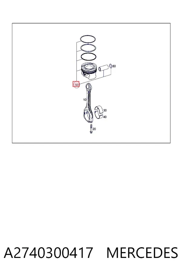 Tłok, komplet do jednego cylindru, STD A2740300417 Mercedes