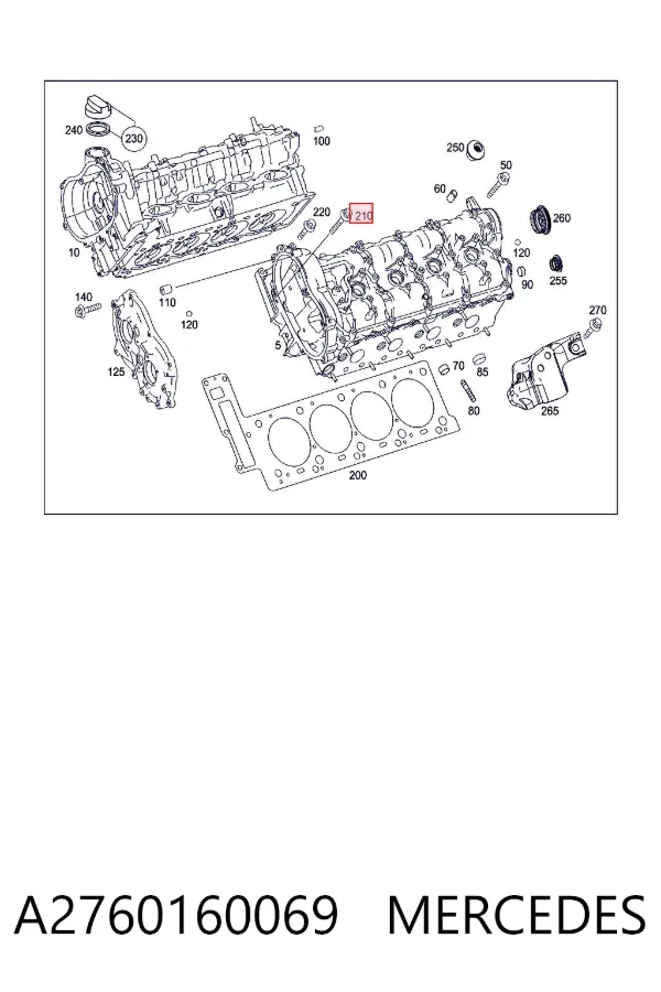 Śruba głowicy cylindrów A2760160069 Mercedes
