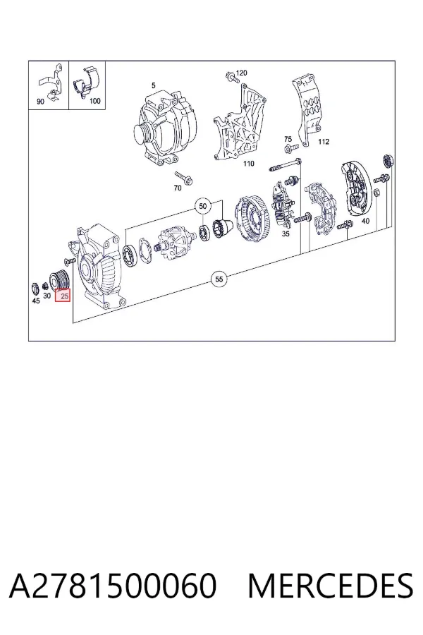 Koło pasowe alternatora A2781500060 Mercedes