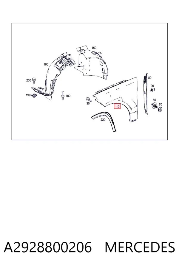 Błotnik przedni prawy A2928800206 Mercedes