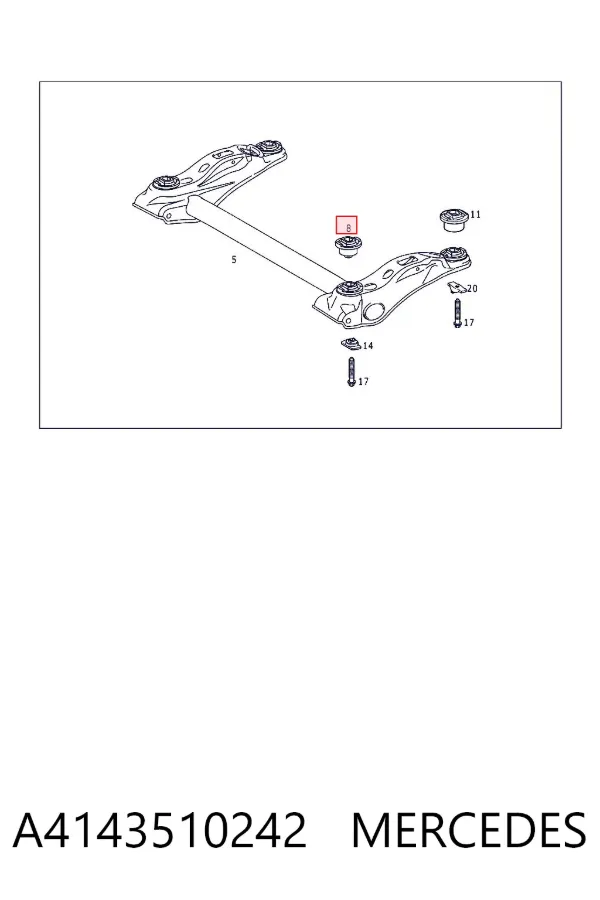 Silentblock tylnej belki A4143510242 Mercedes