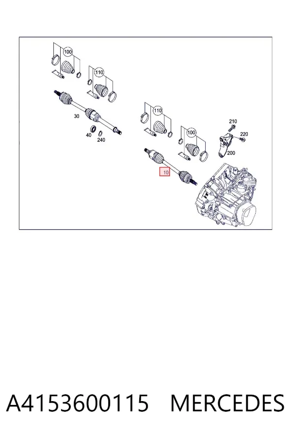Półoś napędowa przednia lewa A4153600115 Mercedes