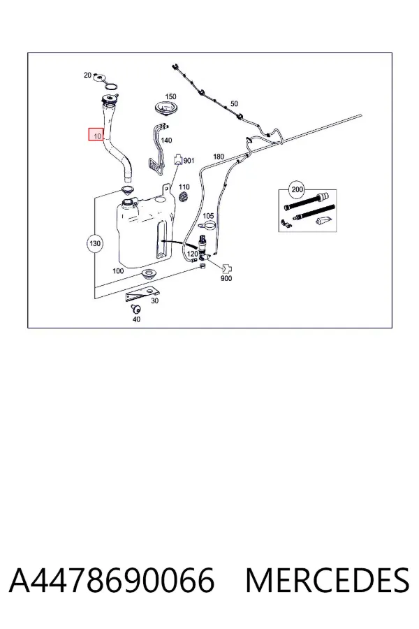 Wlew zbiornika spryskiwaczy A4478690066 Mercedes