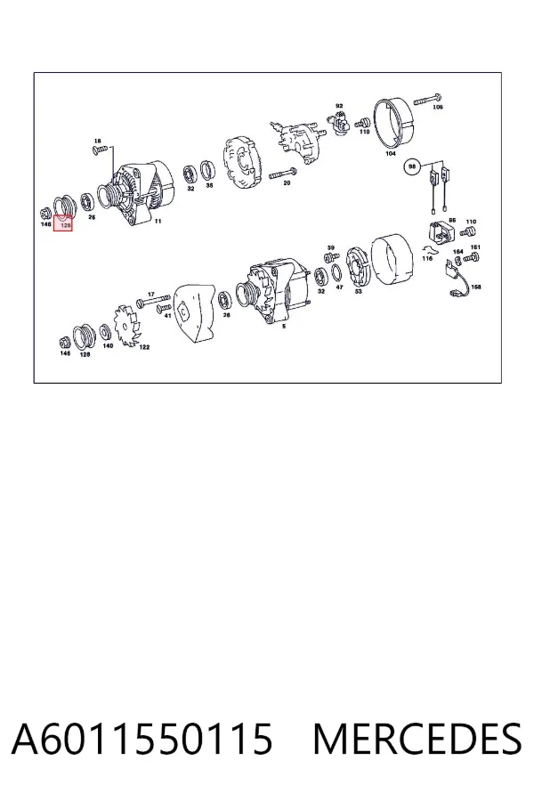 Koło pasowe alternatora A6011550115 Mercedes