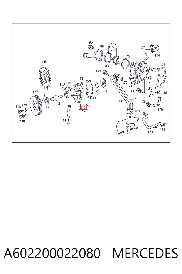 Pompa chłodząca wodna A602200022080 Mercedes