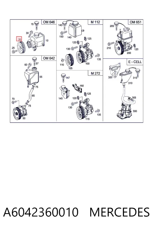 Koło pasowe pompy wspomagania hydraulicznego A6042360010 Mercedes