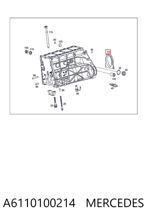 Uszczelniacz wału korbowego silnika tylny A6110100214 Mercedes