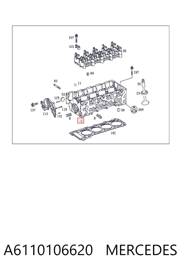 Głowica cylindrów A6110106620 Mercedes