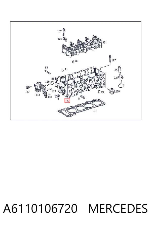 Głowica cylindrów A6110106720 Mercedes