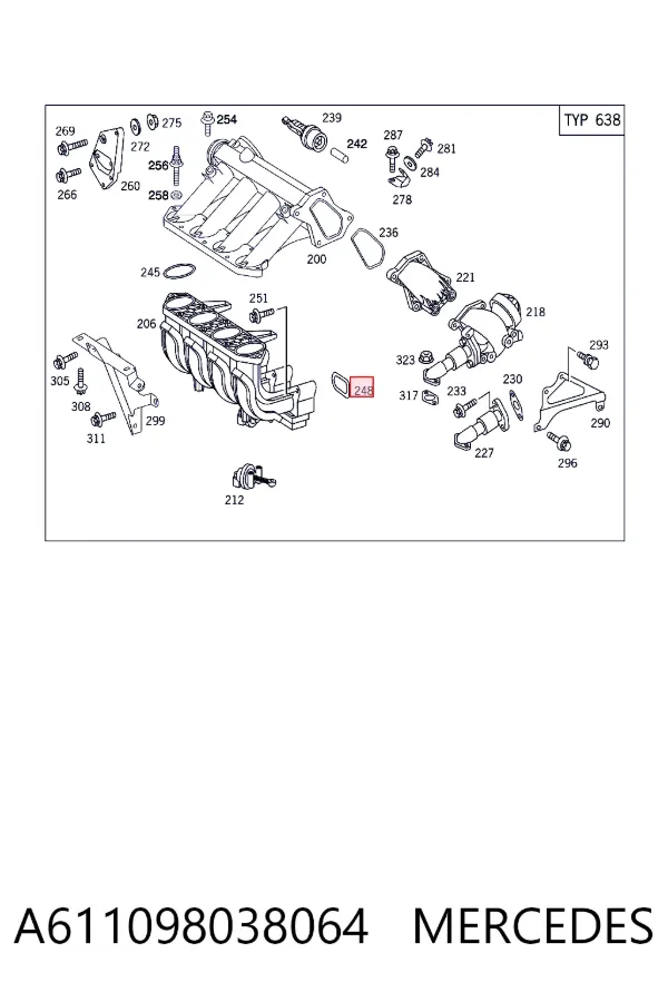 Uszczelka kolektora ssącego A611098038064 Mercedes