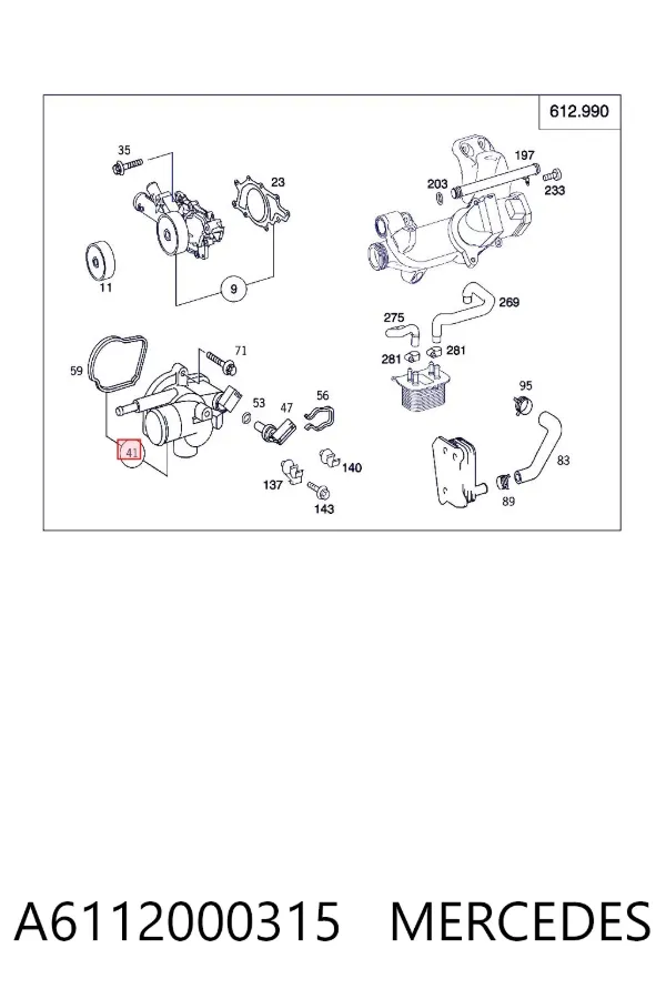 Obudowa termostatu A6112000315 Mercedes