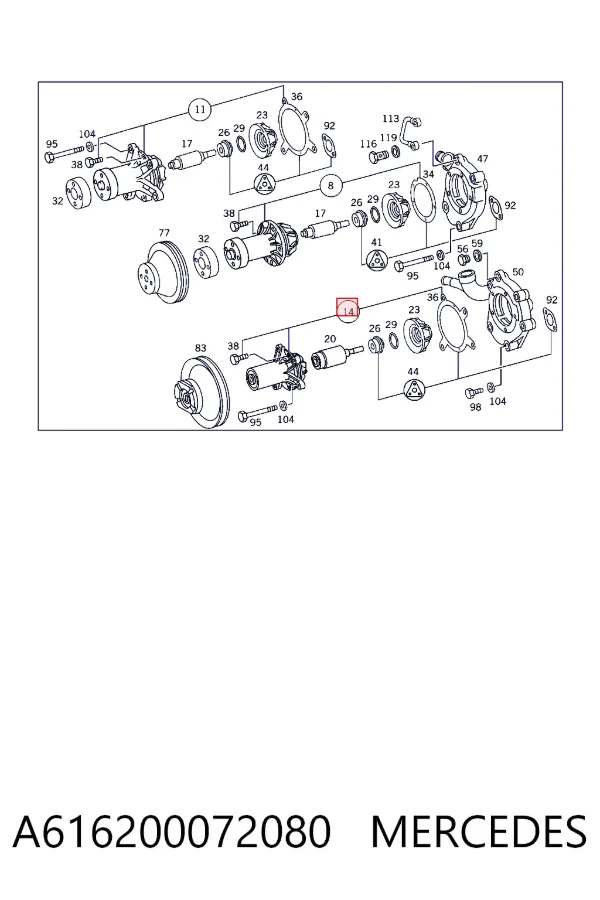 Pompa chłodząca wodna A616200072080 Mercedes