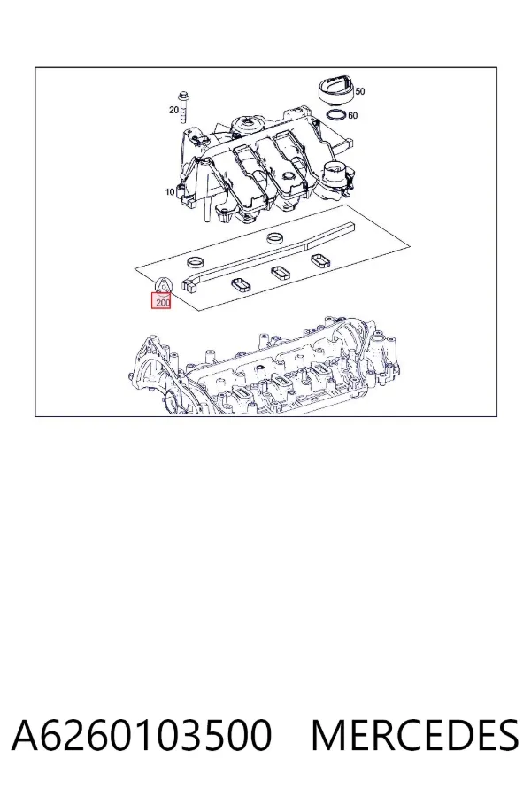 Uszczelka separatora oleju (odmy) systemu PCV A6260103500 Mercedes