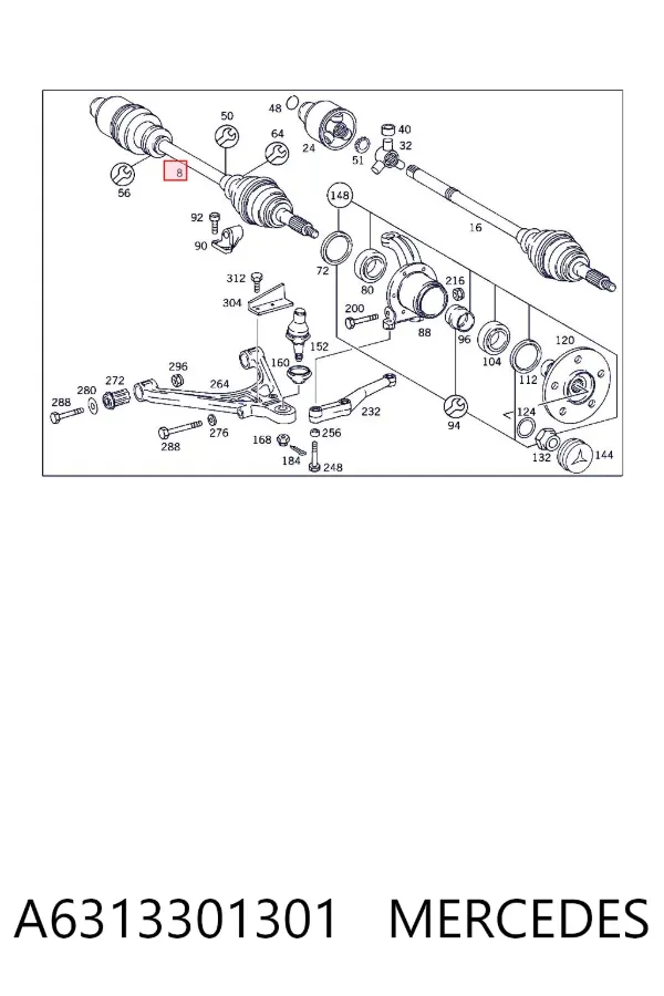 Półoś napędowa przednia A6313301301 Mercedes