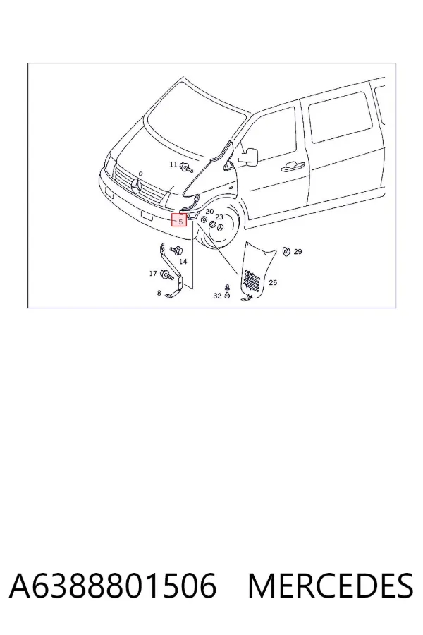 Błotnik przedni prawy A6388801506 Mercedes