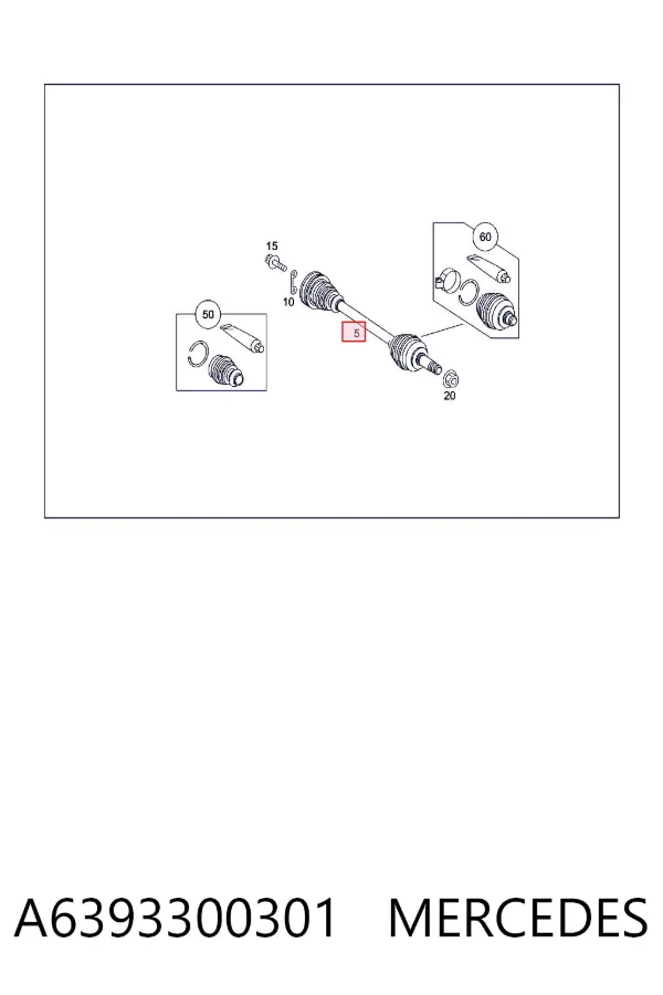 Półoś napędowa przednia A6393300301 Mercedes