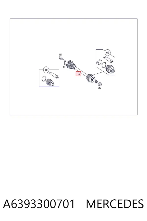Półoś napędowa przednia A6393300701 Mercedes