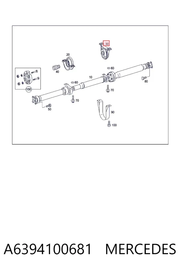 Łożysko podwieszane wału Cardana tylne A6394100681 Mercedes