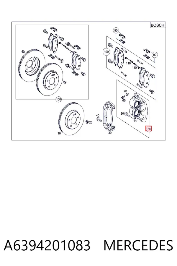 Zacisk hamulcowy przedni lewy A6394201083 Mercedes