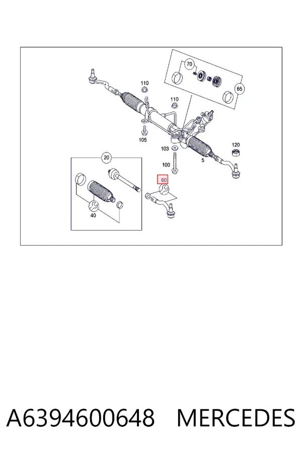 Końcówka drążka kierowniczego zewnętrzna A6394600648 Mercedes