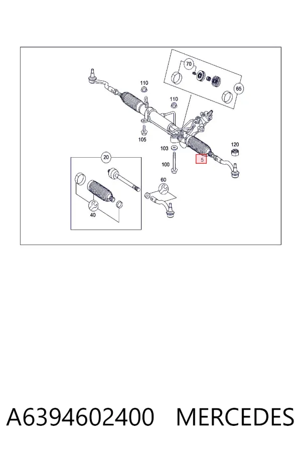Listwa kierownicza (maglownica) A6394602400 Mercedes
