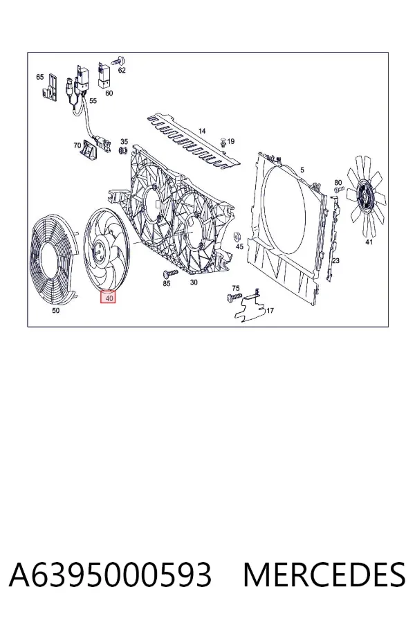 Wentylator elektryczny układu chłodzenia kompletny (silnik+wirnik) A6395000593 Mercedes