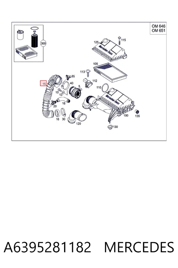 Króciec powietrza, wylot filtra powietrznego A6395281182 Mercedes