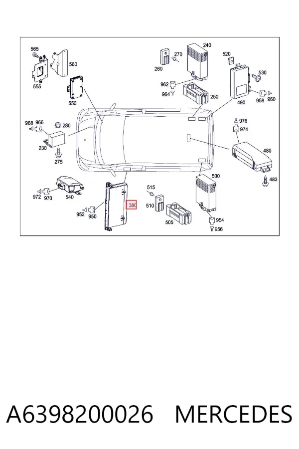 Blok komfortu przednich drzwi A6398200026 Mercedes