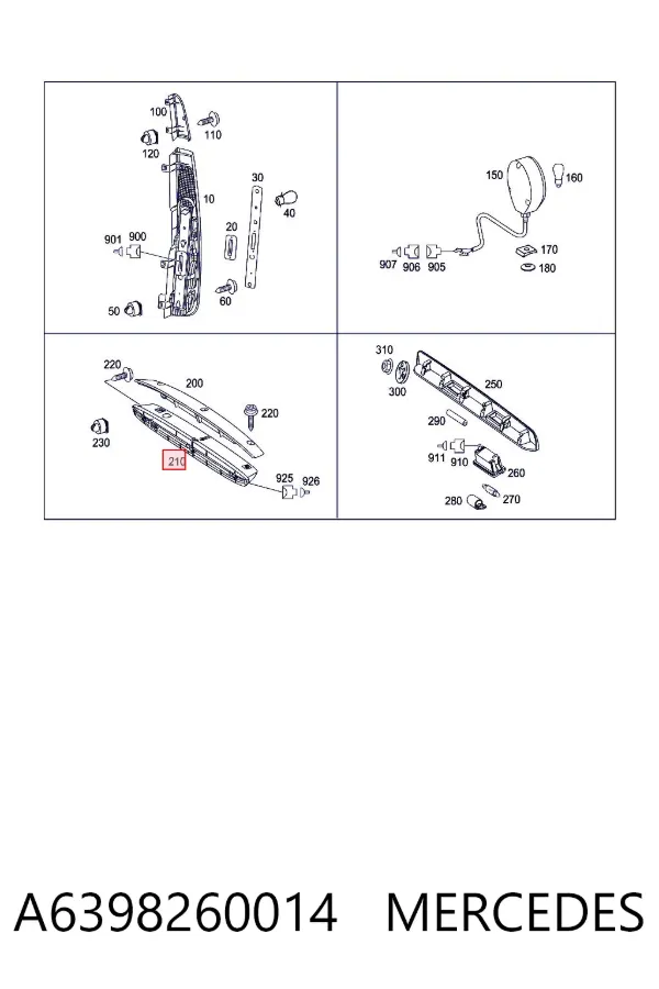 Lampa stop tylna dodatkowa A6398260014 Mercedes