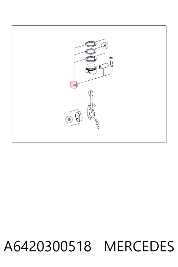 Tłok, komplet do jednego cylindru, STD A6420300518 Mercedes