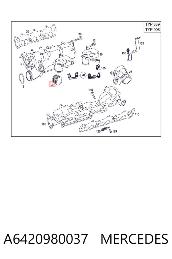 Mostek łączący kolektory ssące A6420980037 Mercedes