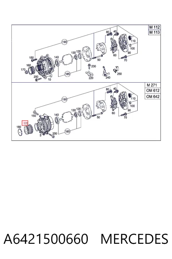 Koło pasowe alternatora A6421500660 Mercedes
