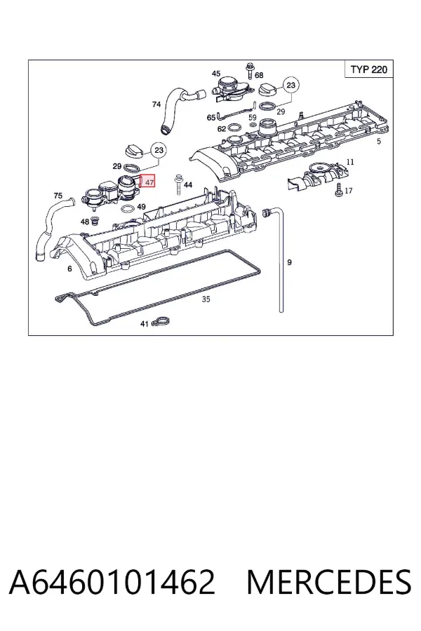 Separator oleju układu wentylacji kadłuda (bloku silnika) A6460101462 Mercedes
