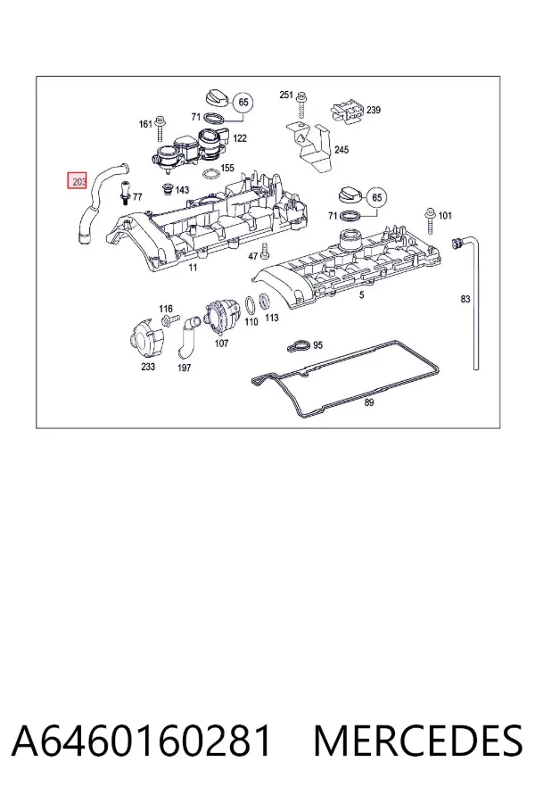 Króciec wentylacji kadłuba (separatora oleju) A6460160281 Mercedes