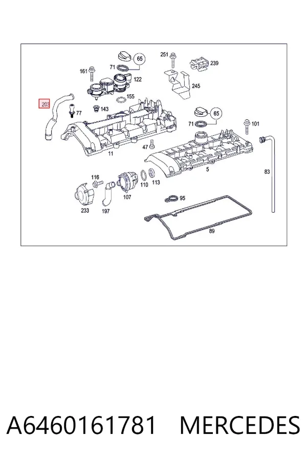 Króciec wentylacji kadłuba (separatora oleju) A6460161781 Mercedes