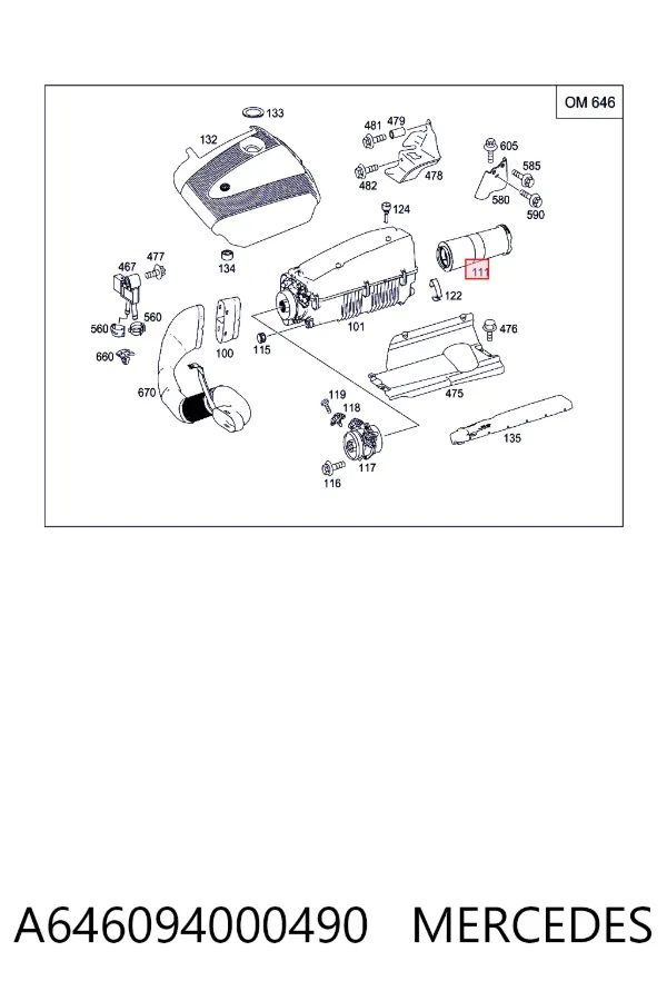 Filtr powietrza A646094000490 Mercedes