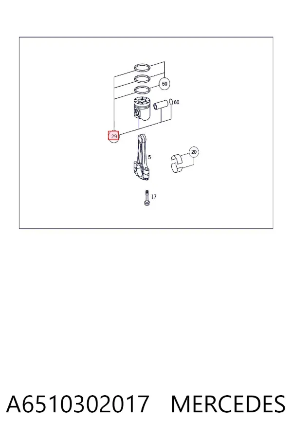 Tłok, komplet do jednego cylindru, STD A6510302017 Mercedes