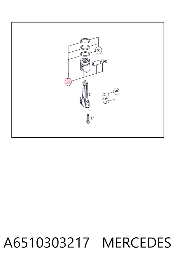 Tłok, komplet do jednego cylindru, STD A6510303217 Mercedes