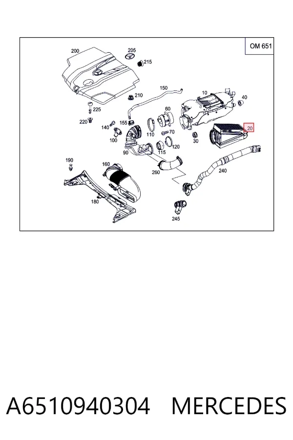 Filtr powietrza A6510940304 Mercedes
