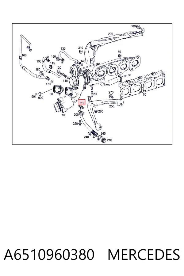 Uszczelka przewodu spływu oleju z turbiny A6510960380 Mercedes