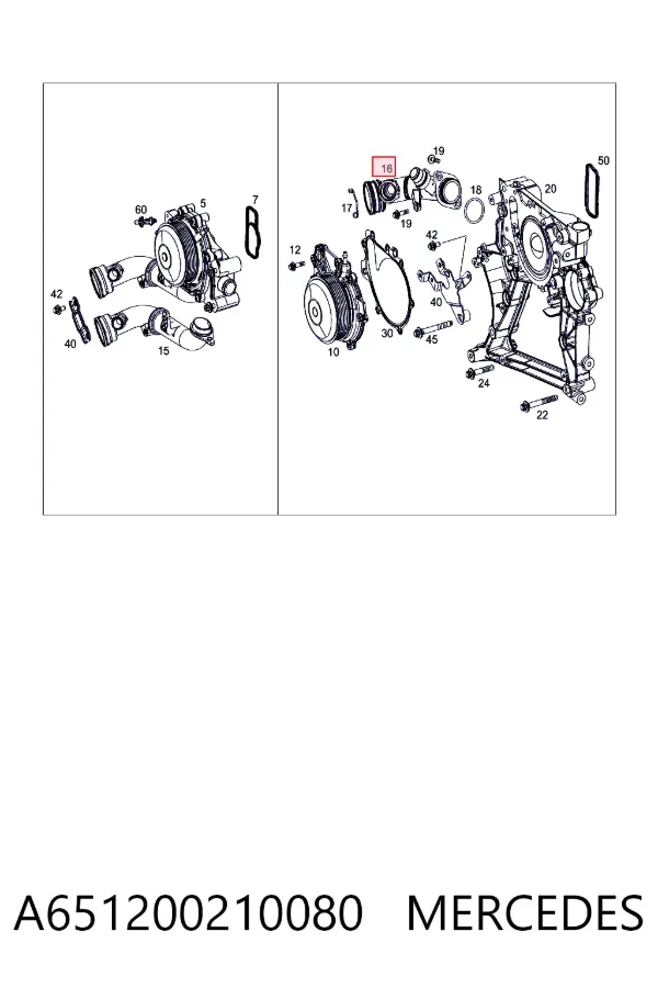 Pompa chłodząca wodna A651200210080 Mercedes