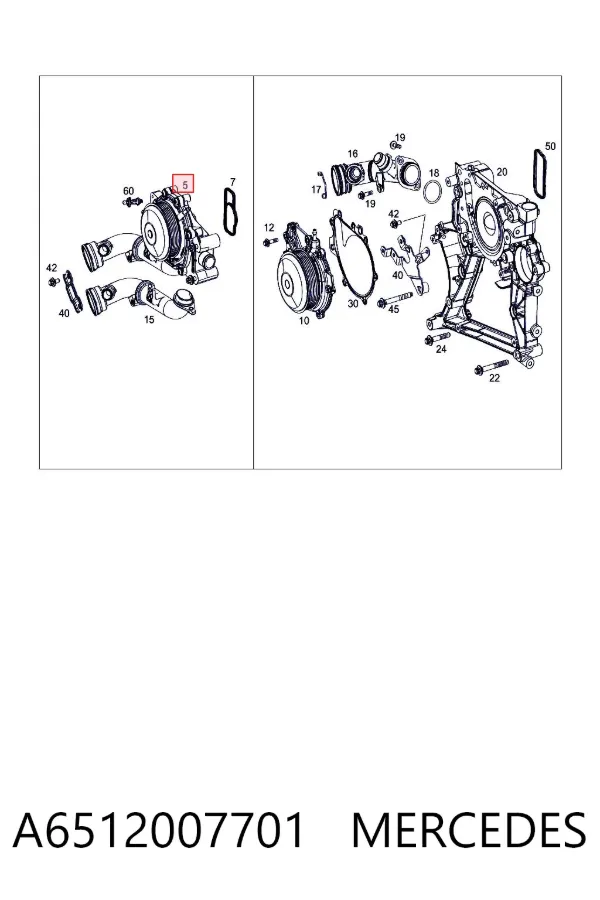 Pompa chłodząca wodna A6512007701 Mercedes